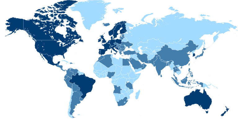 World map showing Dechra country locations